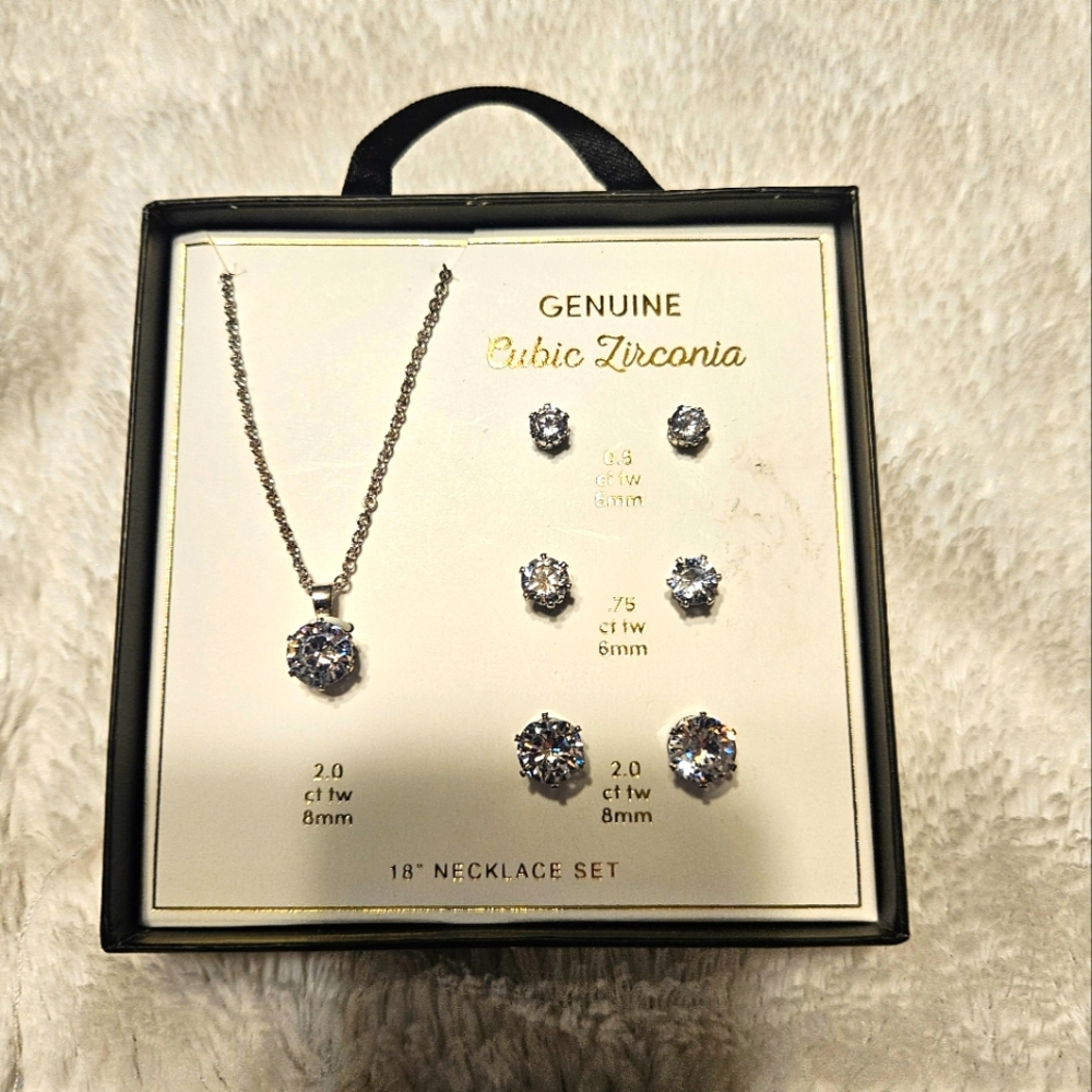 NWT Cubic zirconia necklace and earrings set